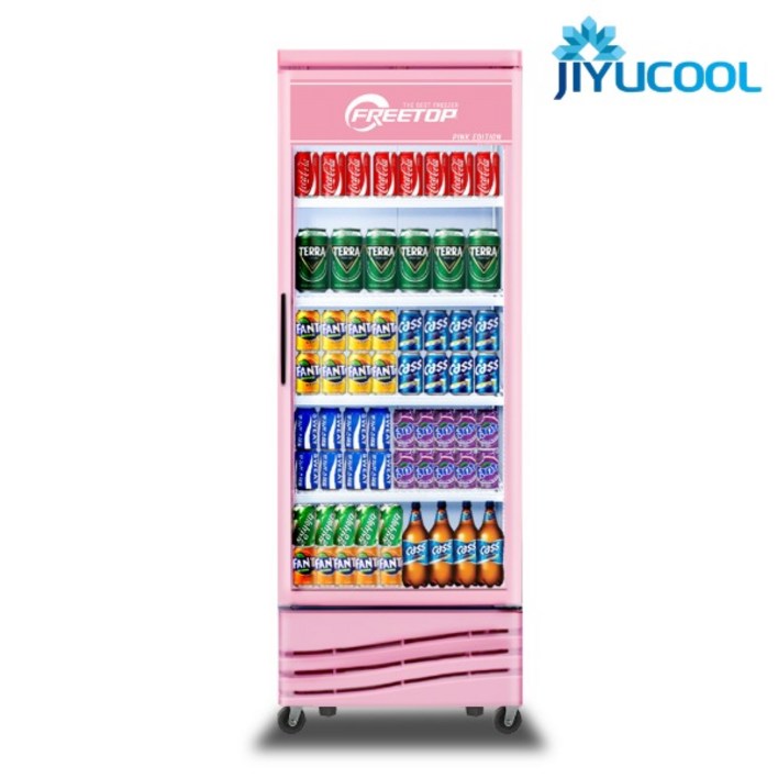 업소용 음료수 컬러 냉장고 프리탑 FT-470RP 핑크, 무료배송지역 신혼냉장고