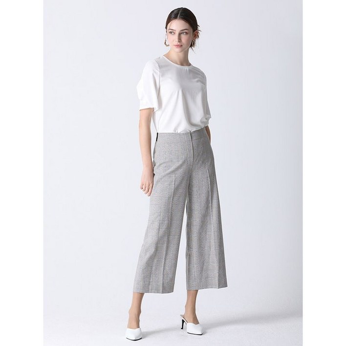 이앤씨 잔체크 와이드 밴딩 팬츠  택가격 169000원