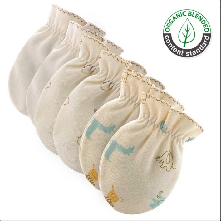 오가닉코튼 신생아 무지멀티동물장난감무늬 손싸개 3종세트 사계절용