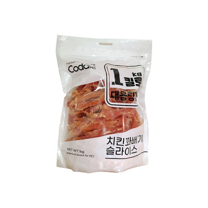 코들 대용량 실속형 1kg 강아지 사사미 져키 간식, 1개, 1kg, 치킨 꽈배기 슬라이스