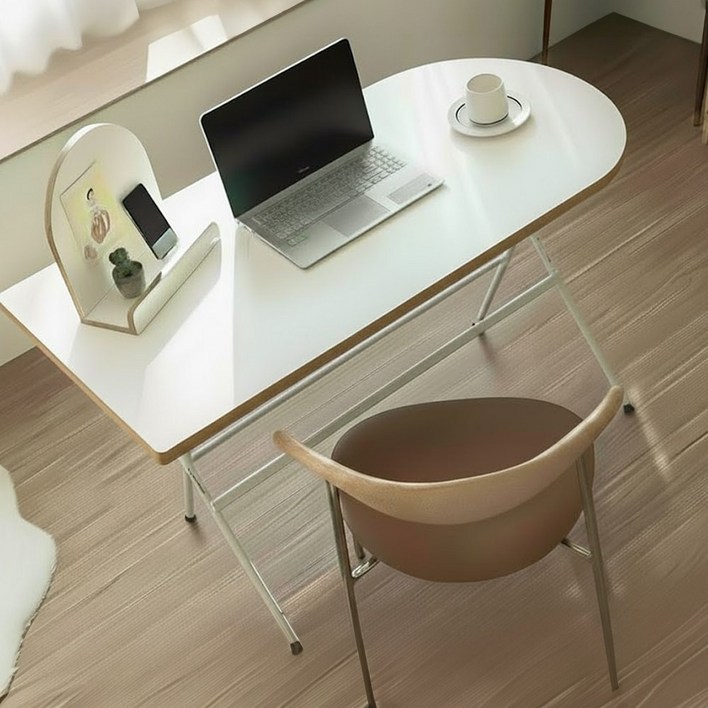 실버미어 1인식탁 접이식 테이블, 2인용, 04_화이트(타원형)