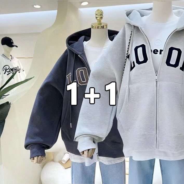 꽃소담 11 여자 루즈핏 레터링 후드집업 봄가을 여성 맨투맨 XP1313