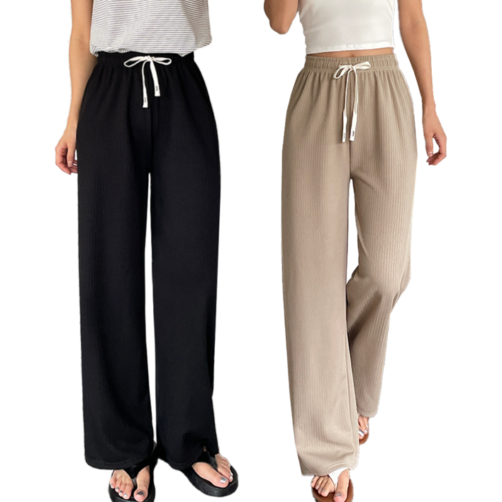 하바우 여성 여름 찰랑 쿨 아이스 냉감 와이드 바지 2종 세트