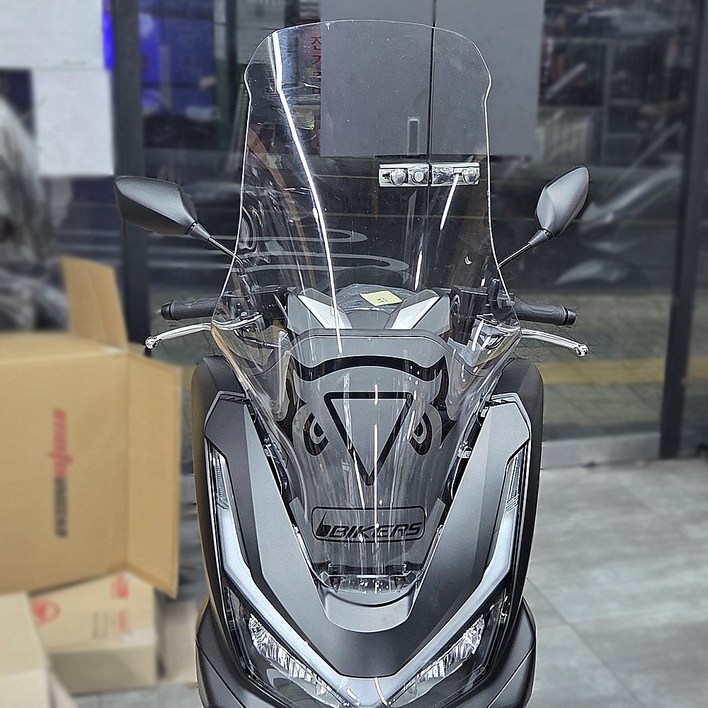 2025년 혼다 PCX125 튜닝 바이커스 77cm 미들 윈드스크린 바람막이 클리어, 1개