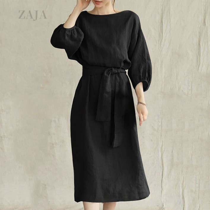 ZAJA 여성 봄 가을 빅사이즈 원피스 A라인 데일리 오버핏 하객룩