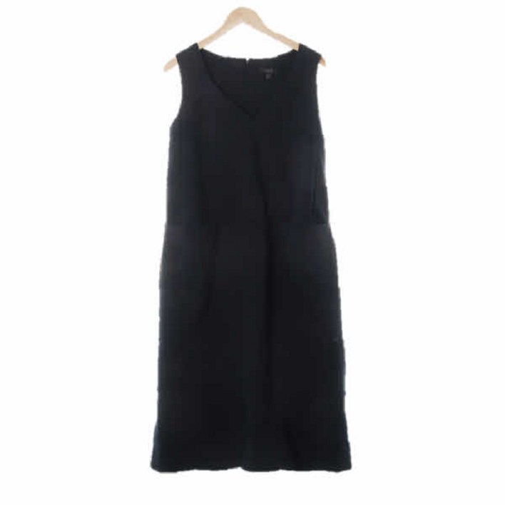 2736 COS잉크네이비 면혼방 루즈핏브이넥민소매원피스 17092a