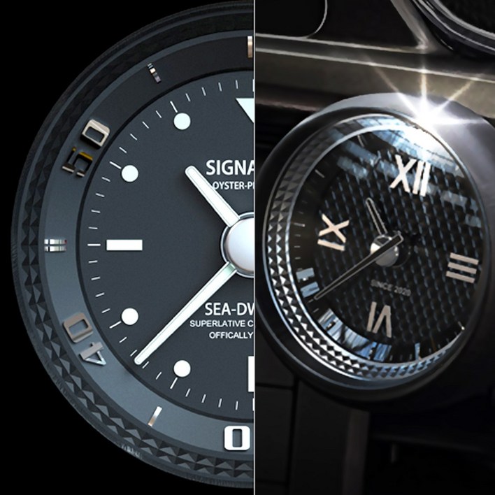 렉스 시그니처 아날로그 시계 자동차 클락 차량용 악세사리 인테리어 클래식 감성 워치, 1개