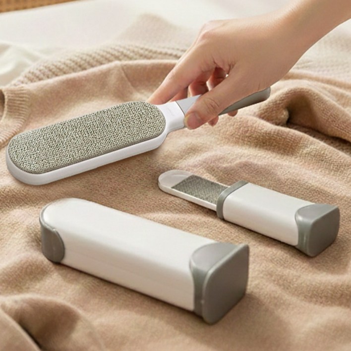 벤디크 양면 옷 먼지제거기 옷솔 브러쉬, 2개, 그레이