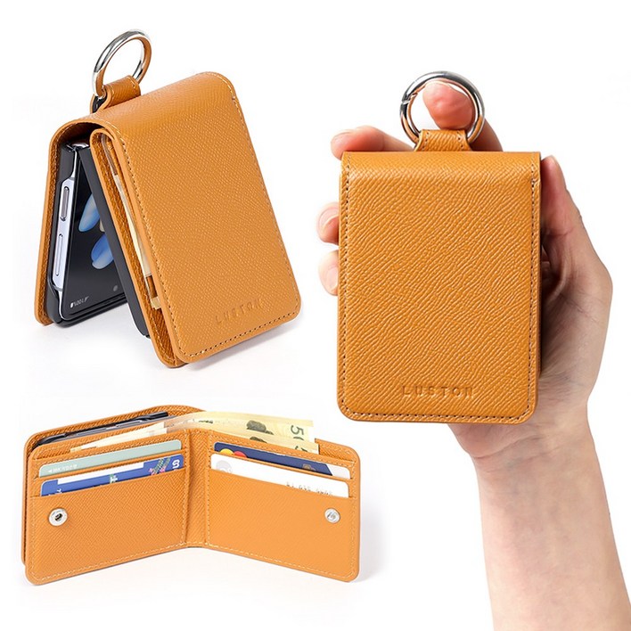 루스톤 피렌체 천연소가죽 지폐 카드 갤럭시 Z플립 5 6 7 지갑형 케이스