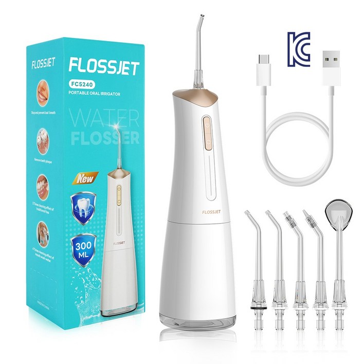 플로스젯 구강세정기 휴대용 물치실 치간칫솔 방수 디자인 장시간 배터리 사용 치아세정기 추천 가족과 여행용 이빨세정기
