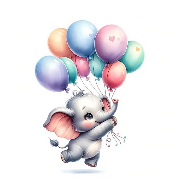 거실 벽 침실 홈 장식 자동차 데칼 자기 접착 성 풍선 화장실 스티커 장식과 귀여운 코끼리