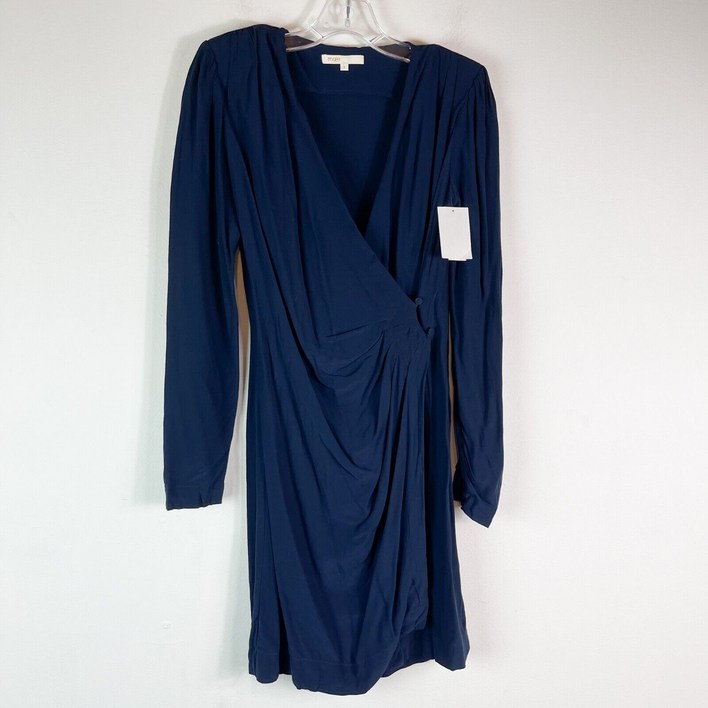 마쥬 Maje Renie 브이넥 긴팔 랩 미니 드레스 블루 사이즈 S 4716138