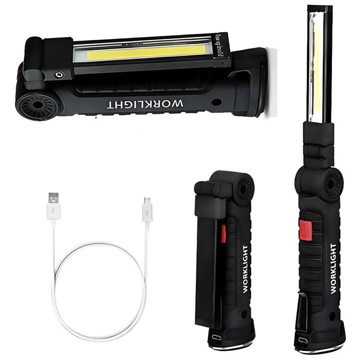 COB 칩 LED 충전식 손전등 후레쉬 캠핑 랜턴 작업등, 1개