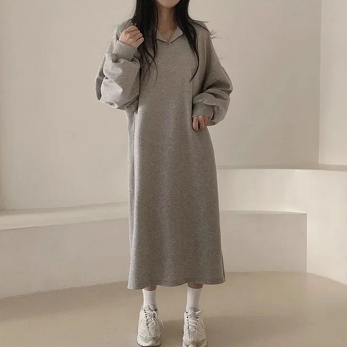 원피스 바캉스 휴양지 기모 롱 오버핏 데일리 긴팔