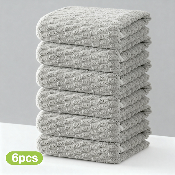 부드러운 호텔수건 먼지없는 고급 수건, 6개, 그레이 부드러운 호텔수건 먼지없는 고급 수건, 6개, 그레이