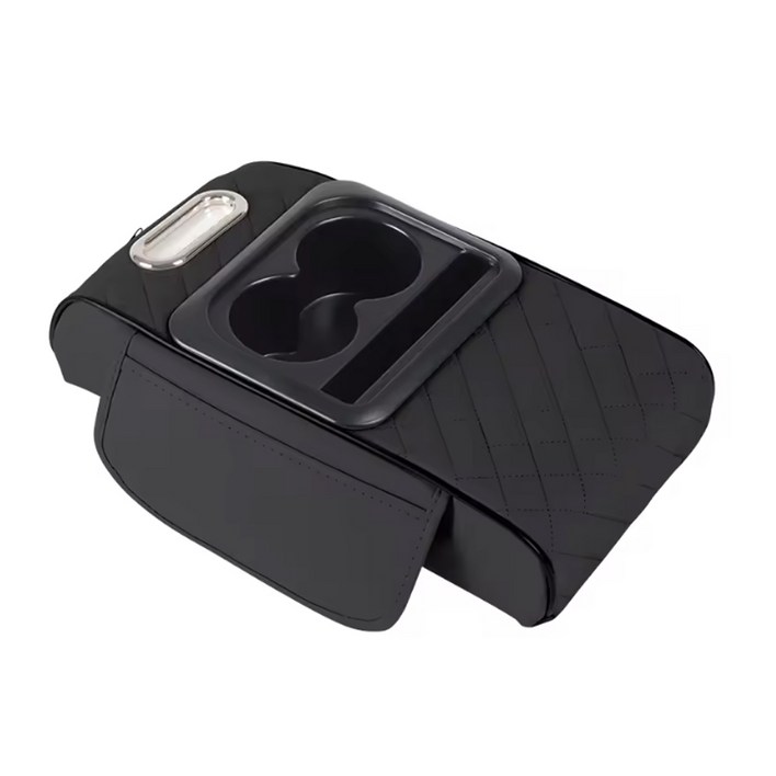 셀렉트템 자동차팔걸이쿠션 컵홀더 콘솔쿠션 팔쿠션, 블랙