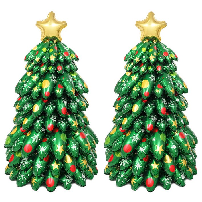 파티팡 크리스마스 XMAS 에어벌룬 레이어 트리 빅사이즈 대형 트리풍선 대형트리 77cm130cm 2개입
