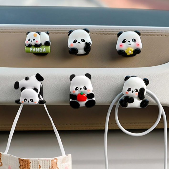 팬더 차량 후크 6개 1세트 곰돌이 다용도걸이, 1세트