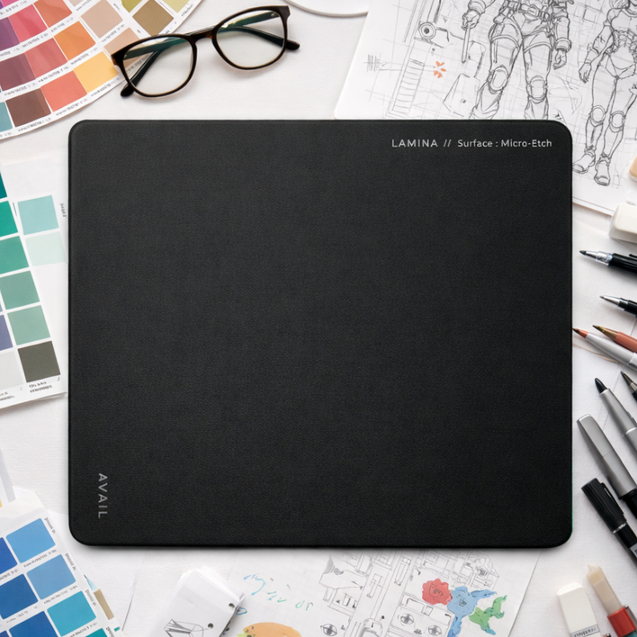 LAMINA 강화유리 마우스패드 사무용 게이밍 유리패드, 1개, 블랙