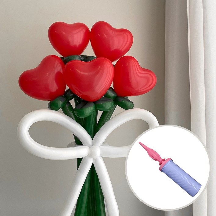 DIY 요술풍선 하트 레드 꽃다발 손펌프 by 파티아일랜드 DIY 요술풍선 하트 레드 꽃다발 손펌프 by 파티아일랜드