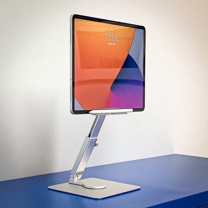 이코노미쿠스 각도조절 휴대용 아이패드 필기 태블릿 거치대 스탠드, 태블릿 거치대, 실버, 1개
