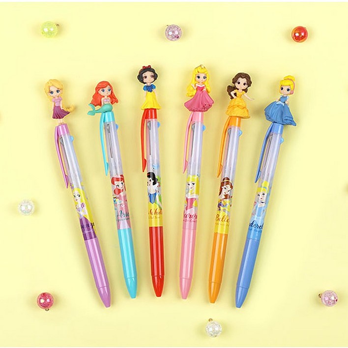 디즈니 프린세스 3색 마스코트 볼펜 (6 option)