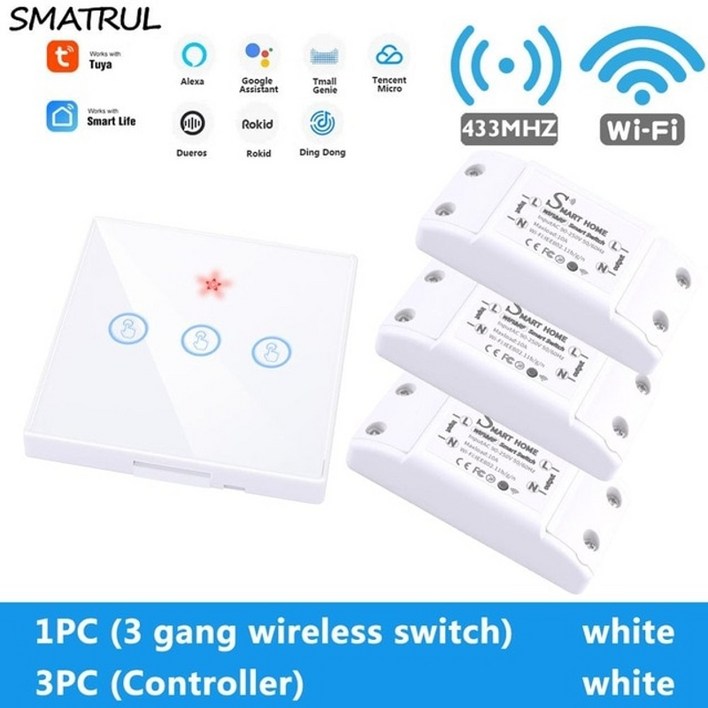 무선 전등 스마트 스위치 iot 자동 일괄 소등 커버 전자식 타이머 콘센트 SMATRUL Tuya 홈 APP WiFi 터치 라이트 RF 433Mhz 벽 패널 DIY 릴레이 모듈 A 무선 전등 스마트 스위치 iot 자동 일괄 소등 커버 전자식 타이머 콘센트 SMATRUL Tuya 홈 APP WiFi 터치 라이트 RF 433Mhz 벽 패널 DIY 릴레이 모듈 A