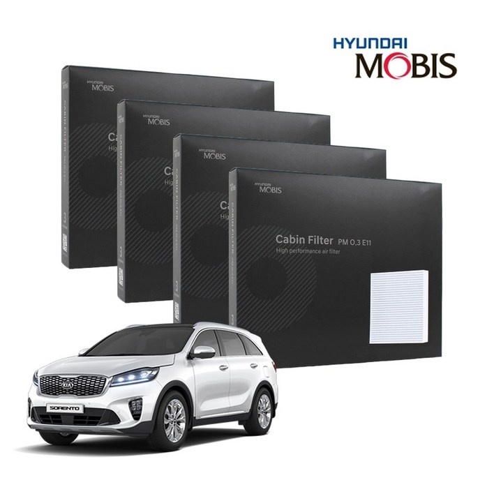 현대모비스 정품 프리미엄 에어컨필터 2년분 4개입 아이오닉 전용 2016년~2018년식 적용