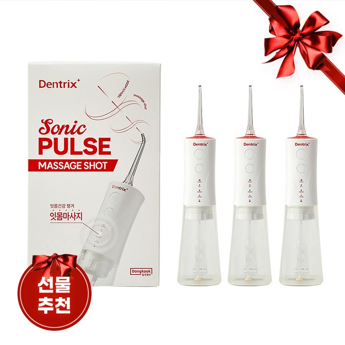 쇼핑백증정 동국제약 구강세정기 리뉴얼 덴트릭스 소닉펄스 마사지 샷 구강세정기, 워터치실 아쿠아픽 치석제거 스켈링, 3개