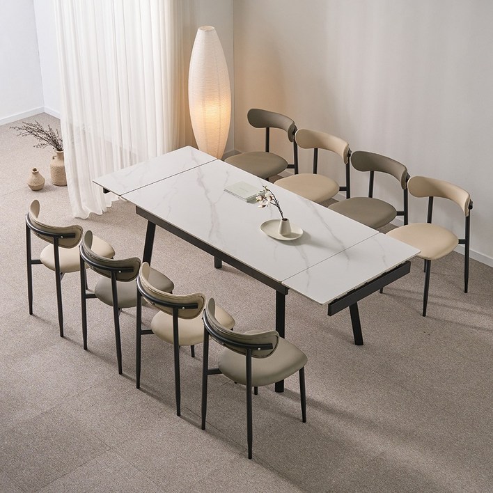 동서가구 캐빈 8인 확장형 포세린 세라믹 식탁세트 의자8 DF645681