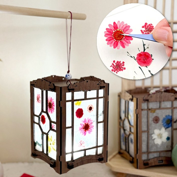 전통DIY 한지 무드등 만들기키트, 10세트, 고급 압화 한지무드등 만들기