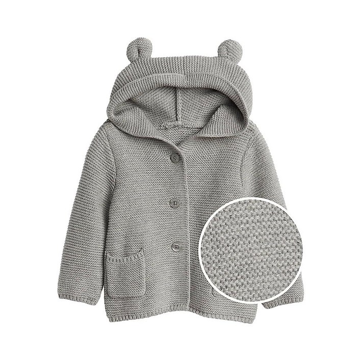 GAP Baby 남아용 곰 가디건 스웨터 가디건 라이트 헤더 그레이 B08, 03개월 US