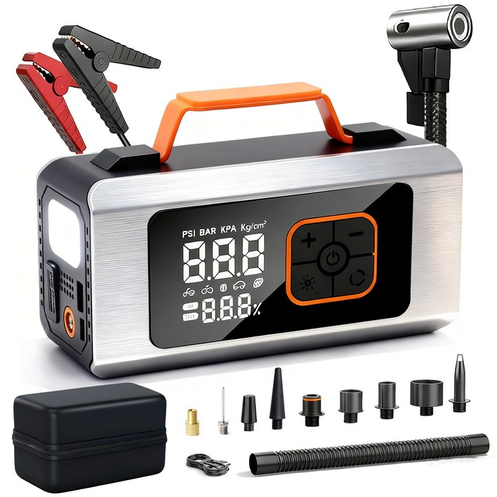 우스틴스  6in1 올인원 차량용 점프스타터 에어펌프, 대용량 배터리 휴대용 보조배터리 LED 비상등, 겨울 방전 캠핑 여행 구원템긴급 상황도 문제없음