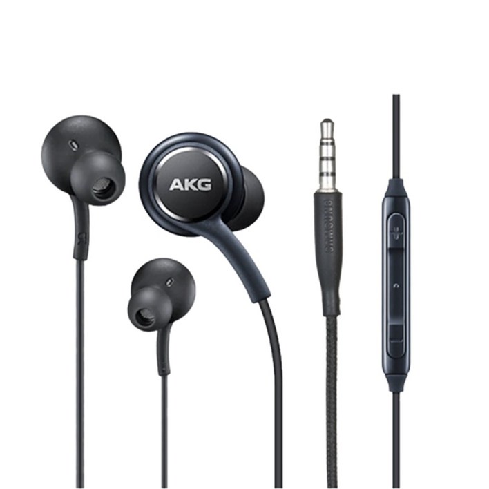 삼성 정품 AKG 유선이어폰 3.5파이 스마트폰 S10 S9 S8 노트9 노트8 갤럭시 화이트블랙, 블랙