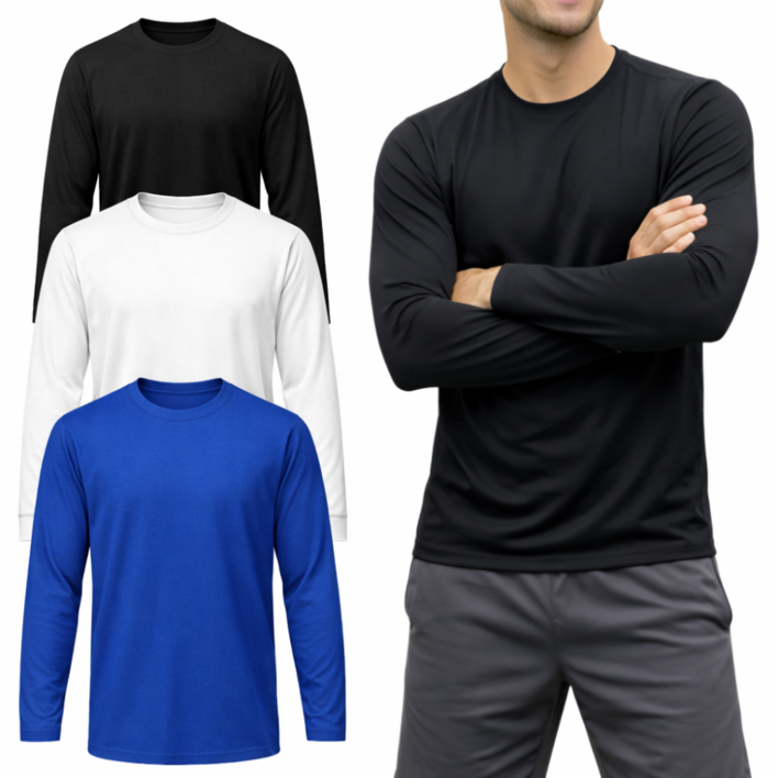 남녀공용 기능성 폴리 쿨론 쿨맥스 긴팔 무지 티셔츠