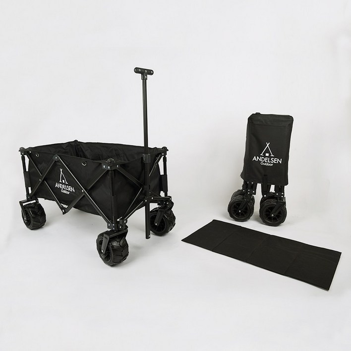 안델센아웃도어 프리미엄 캠핑웨건광폭타이어 왜건, 블랙, 1개