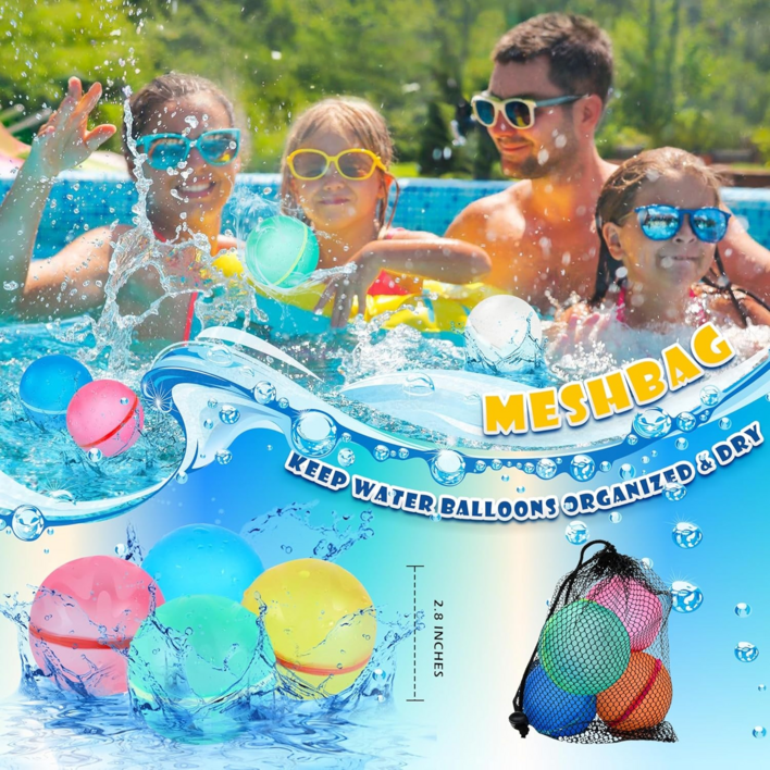 재사용가능 자석 물풍선 실리콘 워터볼 6p 세트, 6개, 다색, 6cm