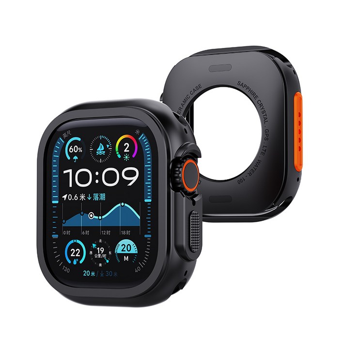 PZOZ 애플워치 호환 메탈 범퍼 케이스 S11/10/9/8/7/6/5/4 외관을 Ultra1/2/3 외관으로 바꿉니다, 블랙, 1개