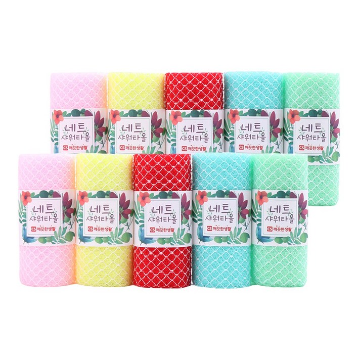 국산 CS다모아 부드러운 네트 샤워타올, 혼합색상, 1개입, 10개
