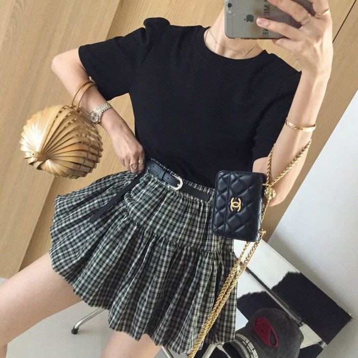 아이미마인 무지개 라운드 벌룬 퍼프 무지 반팔티셔츠 7color