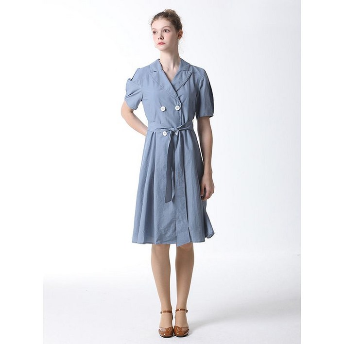 이앤씨 브이넥 카라 더블 버튼 원피스 택가격 329000원