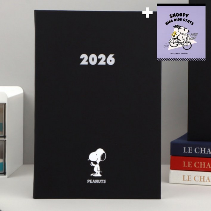 스누피 2026 전용 다이어리 플래너 떡메모지 추가증정, 1개, 블랙