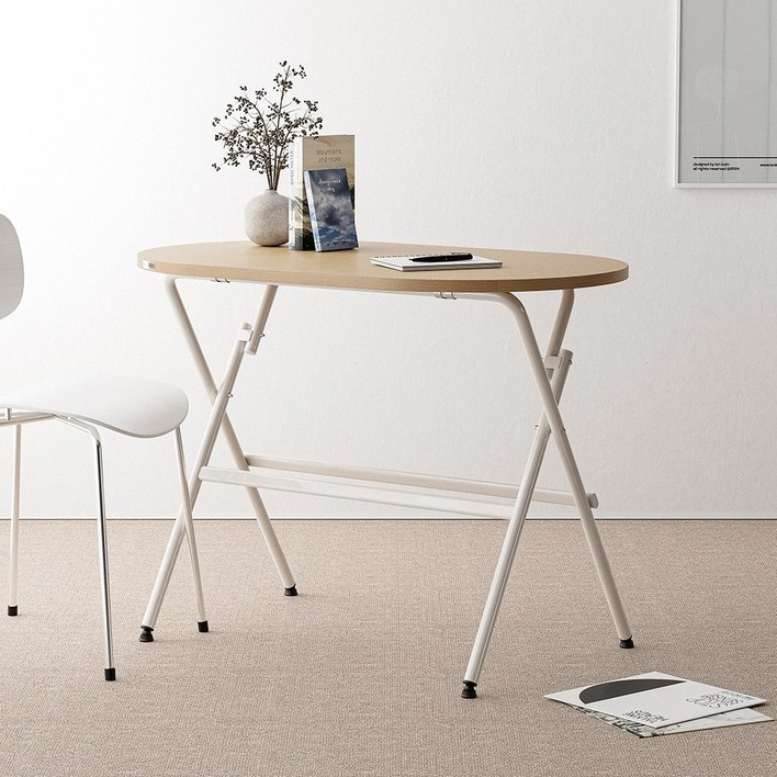 실버미어 1인 책상 식탁 접이식 테이블, 2인용, 01내추럴우드기본형