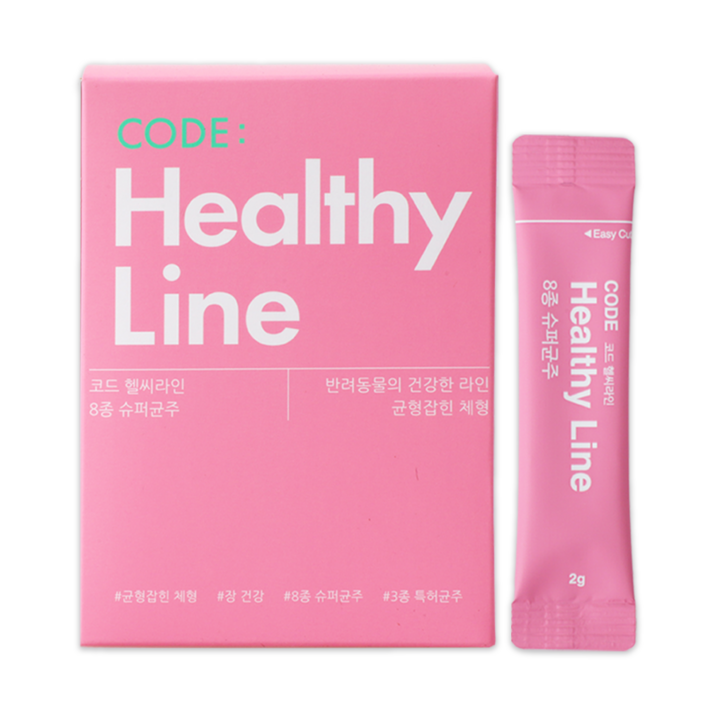 바이알코드 헬씨라인 강아지 고양이 유산균 항비만 장건강 체중 피부관리 프로바이오틱스, 1세트, 장건강유산균, 30회분