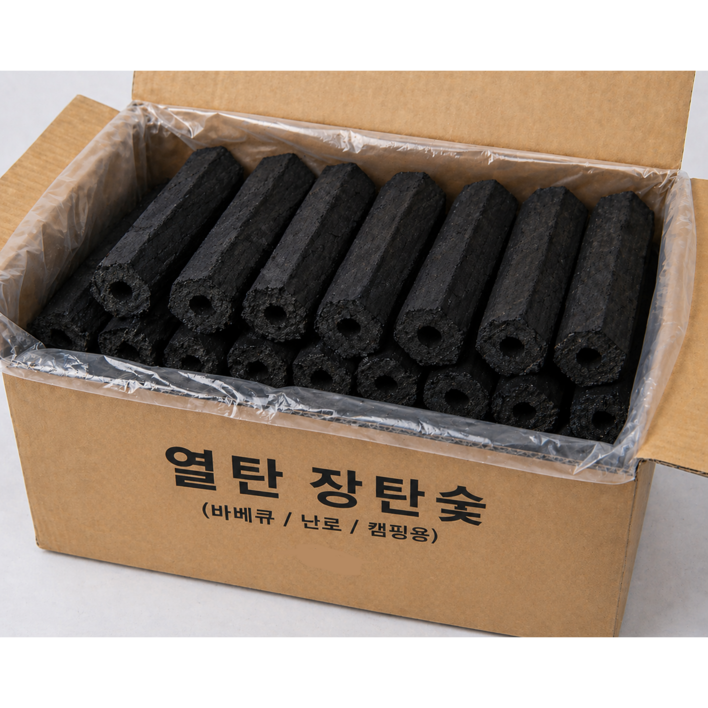 최고급 구이용 열탄 성형숯 장탄  8Kg, 8kg, 1박스