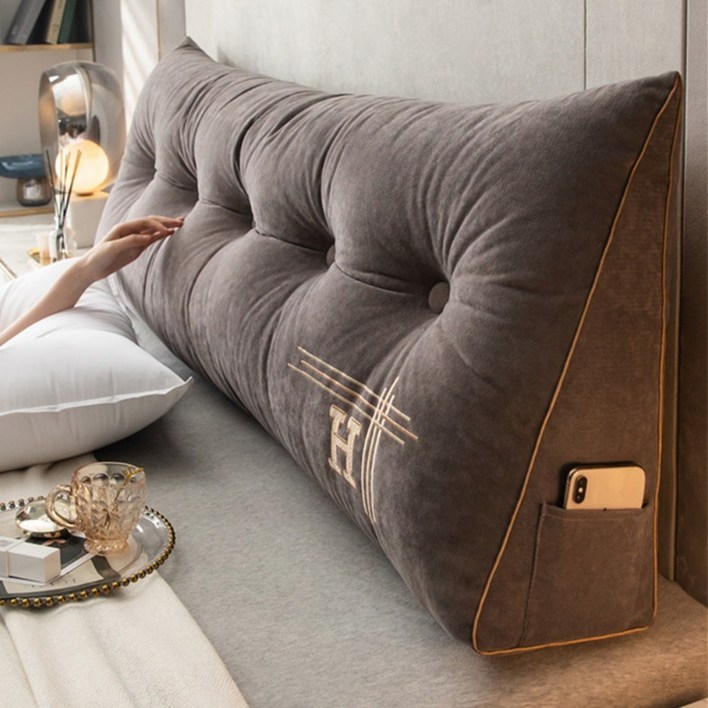 BARNIDI 대형 빅쿠션 삼각 등받이 돌 침대 허리 받침대 집순이 임산부 선물 베개 롱쿠션 소파 허리