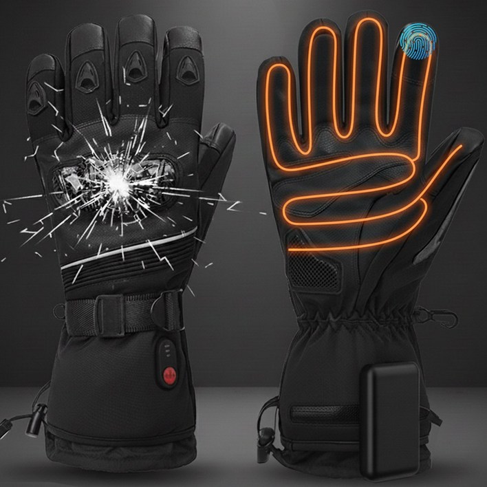 [KC인증] 배터리포함 충전식 발열 장갑 너클 프로텍터 안전 디자인 오토바이 겨울 열선 장갑