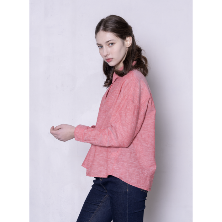 에드윈 베이직 여성 린넨 블렌디드 봄 여름 기본 셔츠