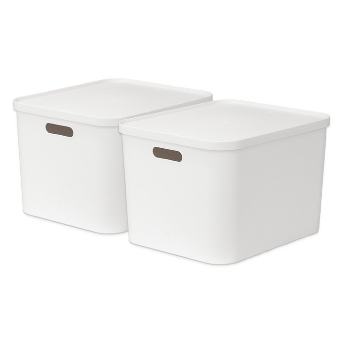 아임홈리빙 국내 제조 더채움 손잡이 팬트리 수납함, 화이트, 2개