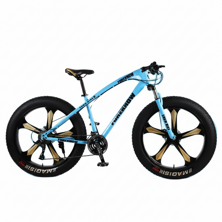 PEAK 팻바이크 풀샥 산악 자전거 MTB 광폭 타이어, 블루 26인치, 1개